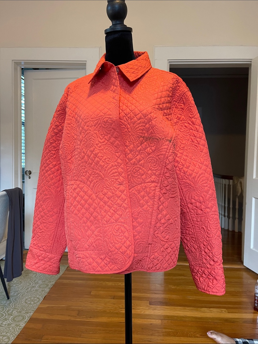 Chico's Quilted Coral-Orange Jacket
